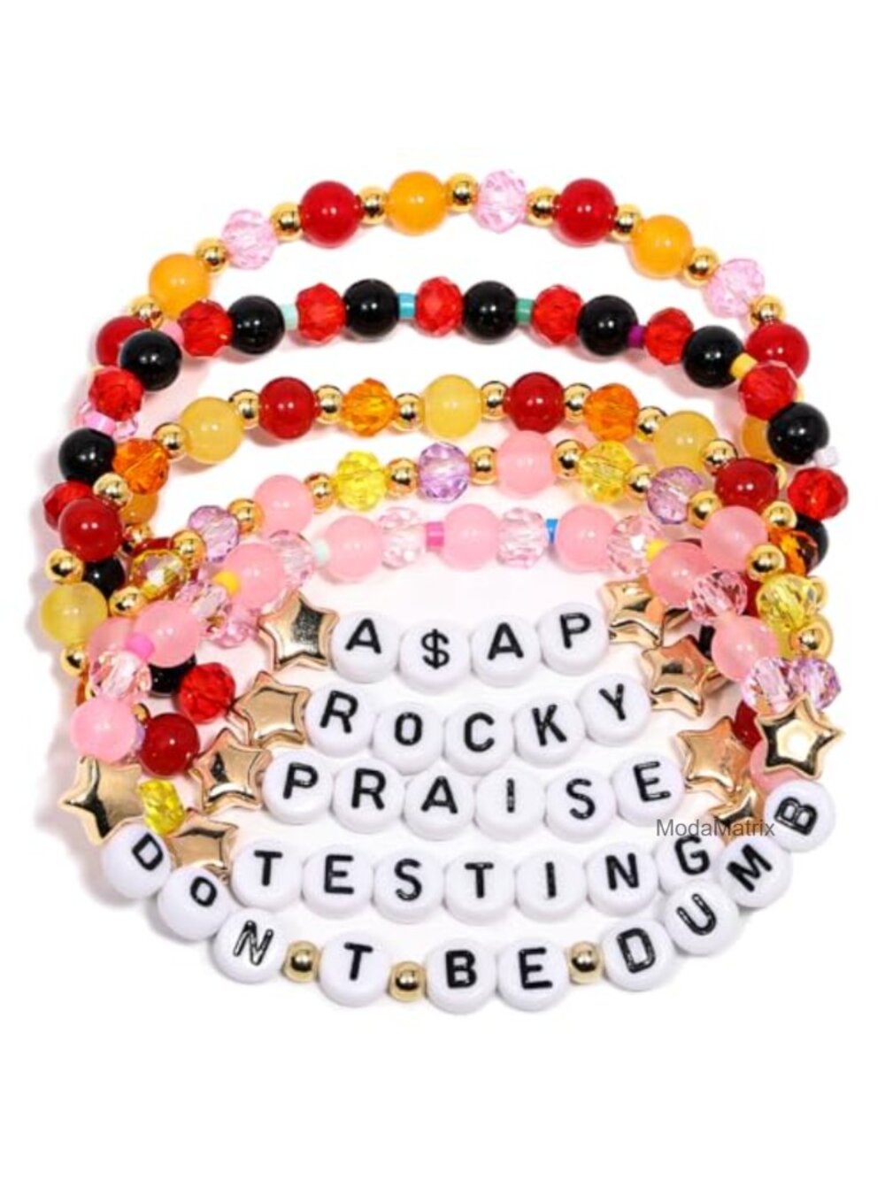 5 Pack Stretch Beaded Friendship Bracelets with Letter Beads Streetwear Gift